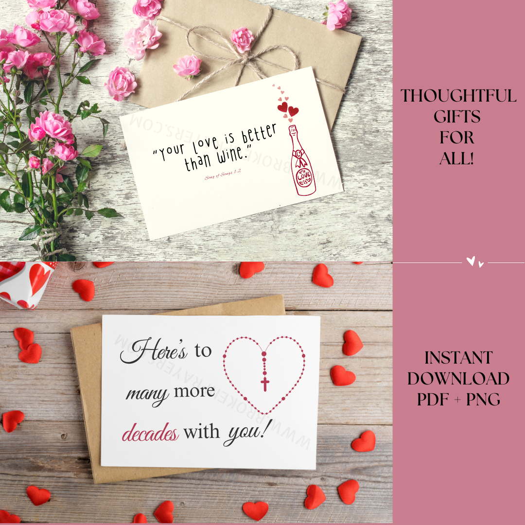 Printable Catholic Cards with Bible Verses | Catholic Love Greeting Cards | Digital Download