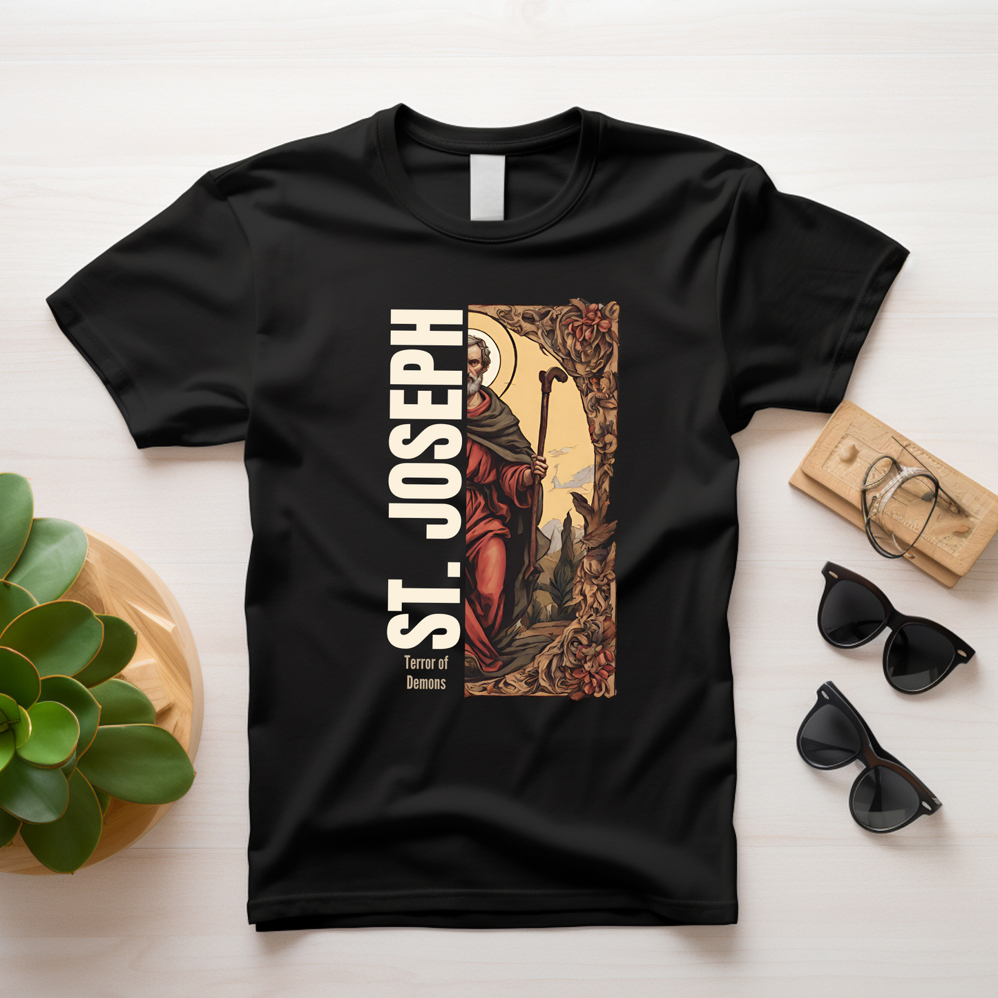 Saint Joseph Terror of Demons Catholic T-shirt | Camiseta de San Jose