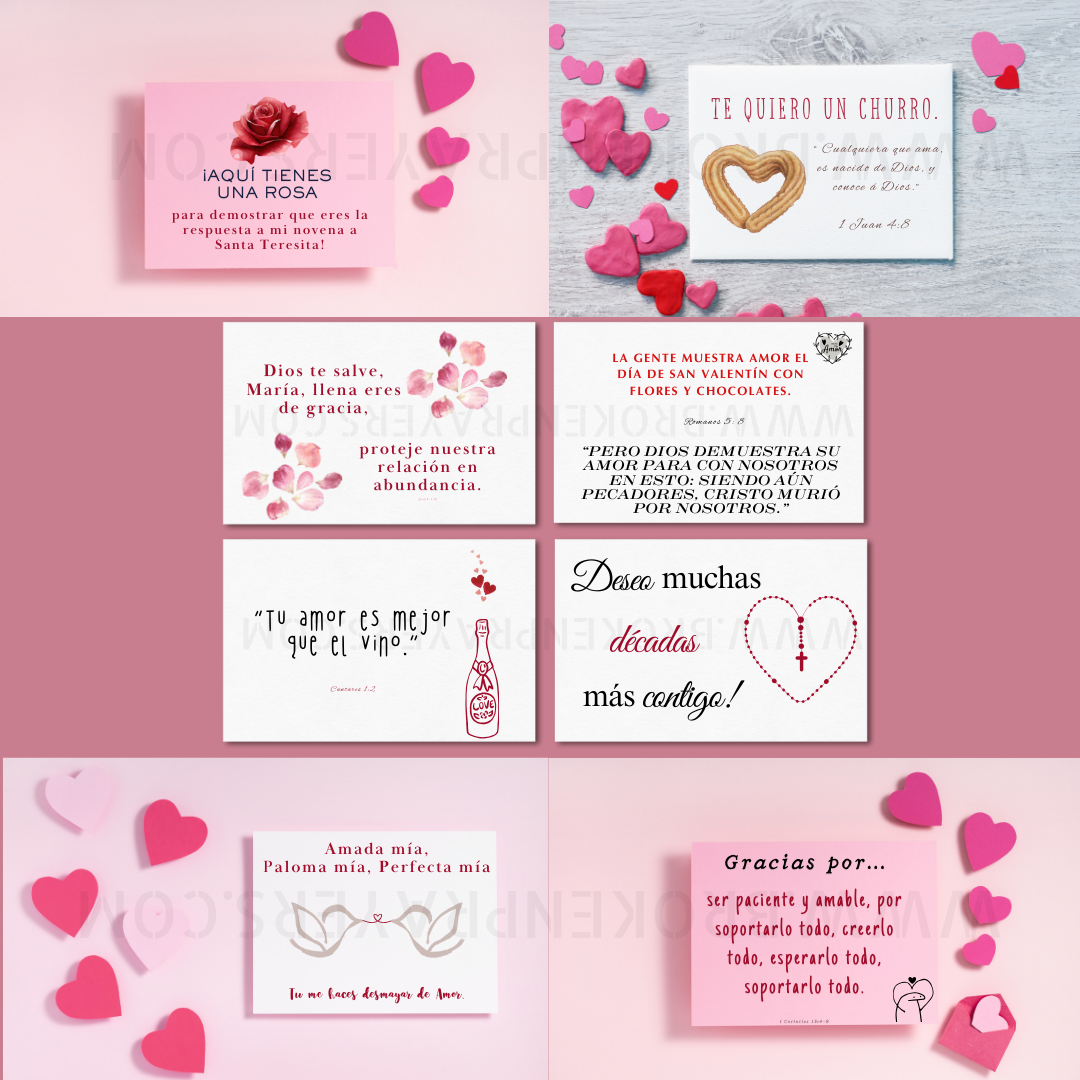 Set de Tarjetas de Amor Católicas – 8 Tarjetas Inspiradoras con Versículos Bíblicos y Temas Religiosos